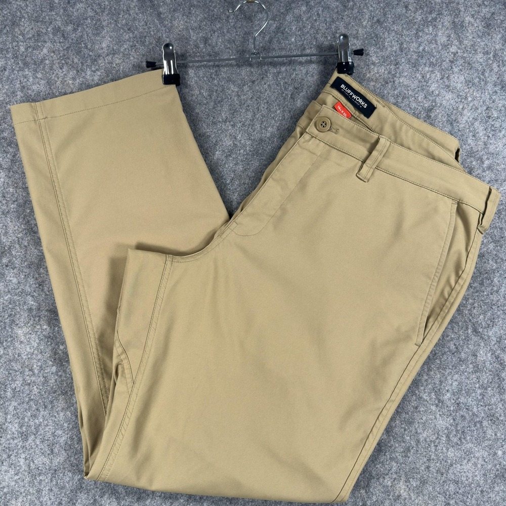 Bluffworks Pants Mens 38x29 (Tag 38x30) Beige Ascender Chino Wrinkle Resistant